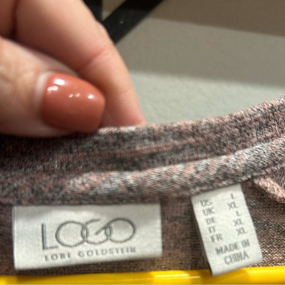 LOGO by Lori Goldstein Heathered Mauve Long Sleeve Top - Picture 2 of 4